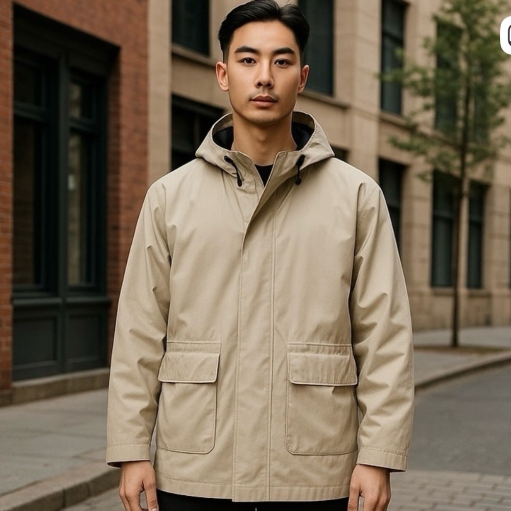 London Fog Men's Medium Regular Beige All Weather Zip Out Liner Mid Trench Coat